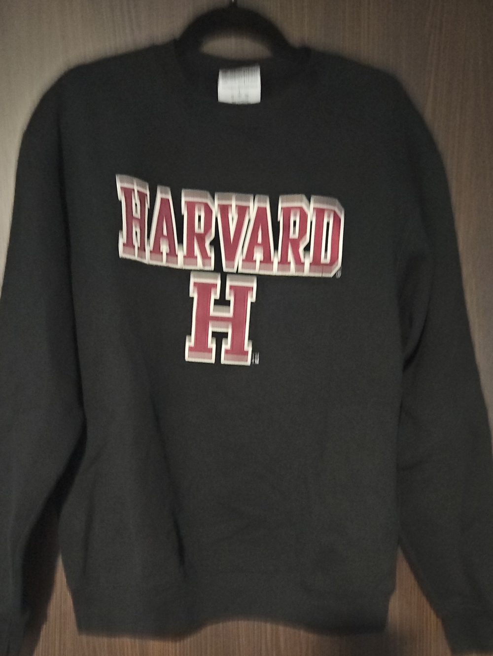 Champion Black Crewneck Sweatshirt with Maroon Harvard Lettering